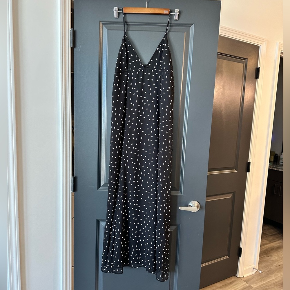 ZARA black and cream polka dot maxi